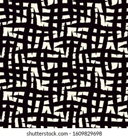 Cross striped seamless surface pattern. Tree bark freehand print. Organic, natural camouflage texture. Handdrawn modern background. Repeating irregular stripes motif. Vector abstract graphic wallpaper