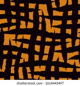 Cross striped seamless surface pattern. Freehand brush print. Organic, natural camouflage texture. Handdrawn modern background. Repeating irregular stripes motif. Vector abstract graphic wallpaper