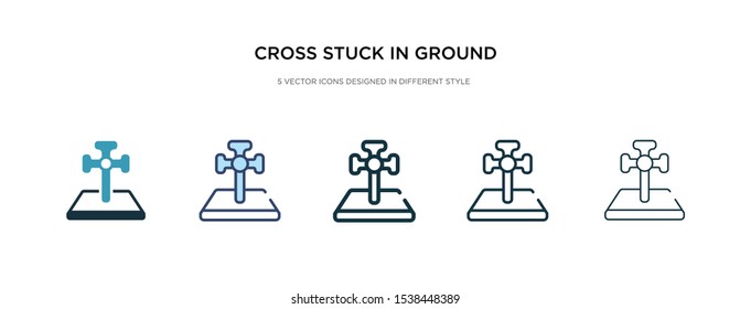 cross stuck in ground icon in different style vector illustration. two colored and black cross stuck in ground vector icons designed filled, outline, line and stroke style can be used for web,