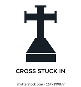 Cross stuck in ground icon vector isolated on white background for your web and mobile app design, Cross stuck in ground logo concept
