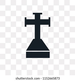 Cross stuck in ground vector icon isolated on transparent background, Cross stuck in ground logo concept