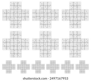 Cross Sudoku game set  with solutions.