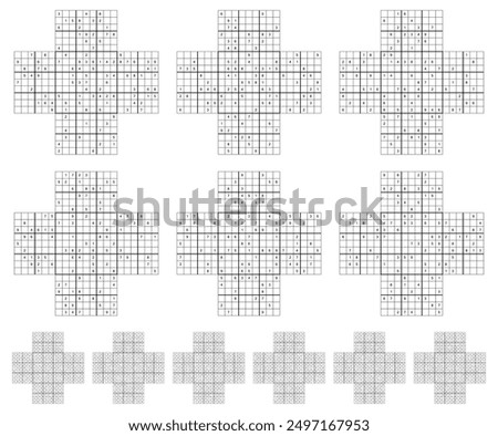 Cross Sudoku game set  with solutions.