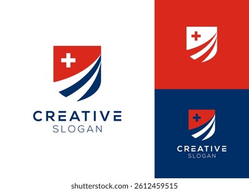 Cross Switzerland and Shields with Elements of Increasing Design Logo for Finance, Defense and Business Consultant