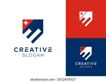 Cross Switzerland and Shields with Elements of Increasing Design Logo for Finance, Defense and Business Consultant