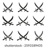 Cross, sword, crossed Swords, sword silhouette, and Crossed Swords icons, Silhouettes, icon, set