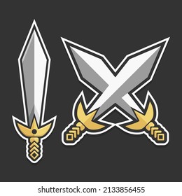 ilustración de diseño plano de espada cruzada