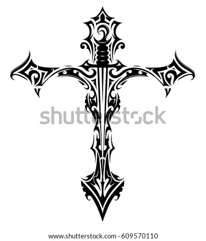 Cross With Sword Gothic Style Tattoo Cross With Sword Gothic Style Tattoo