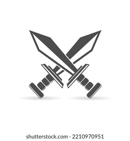 Cross sword set. battle logo elements, Set of heraldic sword vector silhouette illustrations