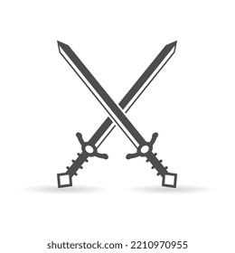Kreuzschwert-Set. Gefechtslogo-Elemente, Satz heraldischer Schwert-Vektorsilhouette-Illustrationen