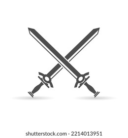 Cross sword set. battle logo elements, Set of heraldic sword vector silhouette illustrations	
