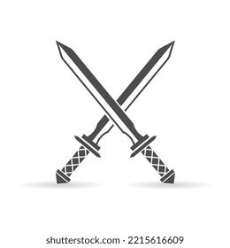 Cross sword set. battle logo elements, Set of heraldic sword vector silhouette illustrations	
