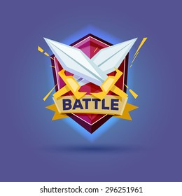 cross sword with shield. Knight's Equipment. battle concept - vector illustration