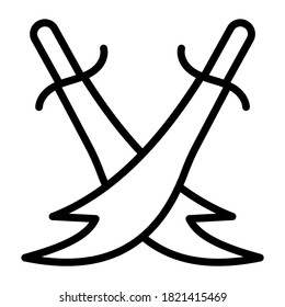 Estilo vectorial de espada cruzada, espadas medievales en un icono editable 