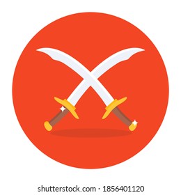 Cross sword vector style, medieval swords in editable icon 