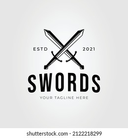 cross sword or warrior blade logo vector illustration design