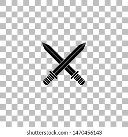 Cross swords. Black flat icon on a transparent background. Pictogram for your project