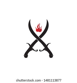 Cross swords icon flat. Simple vector symbol and bonus icon
