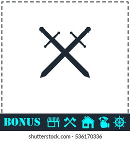 Cross swords icon flat. Simple vector symbol and bonus icon