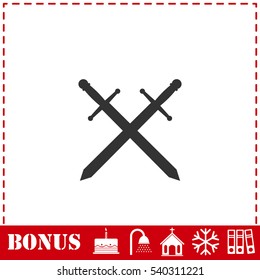 Cross swords icon flat. Simple vector symbol and bonus icon