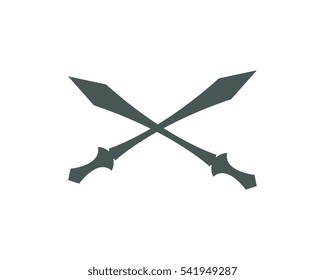 Cross swords icon flat. Simple vector symbol