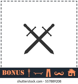 Cross swords icon flat. Simple vector symbol and bonus icon