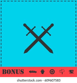 Cross swords icon flat. Simple vector symbol and bonus icon