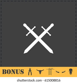 Cross swords icon flat. Simple vector symbol and bonus icon