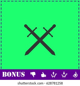 Cross swords icon flat. Simple vector symbol and bonus icon