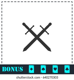 Cross swords icon flat. Simple vector symbol and bonus icon