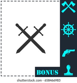 Cross swords icon flat. Simple vector symbol and bonus icon