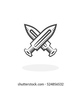 Cross swords icon isolated on white background. Cross swords vector logo. Flat design style. Modern vector pictogram for web graphics - stock vector