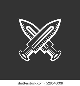 Cross swords icon isolated on black background. Cross swords vector logo. Flat design style. Modern vector pictogram for web graphics - stock vector