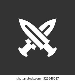 Cross swords icon isolated on black background. Cross swords vector logo. Flat design style. Modern vector pictogram for web graphics - stock vector