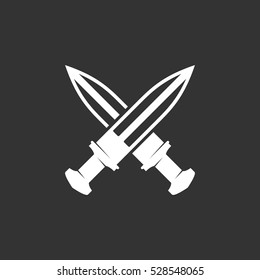 Cross swords icon isolated on black background. Cross swords vector logo. Flat design style. Modern vector pictogram for web graphics - stock vector