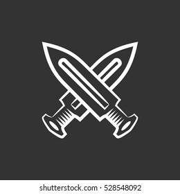 Cross swords icon isolated on black background. Cross swords vector logo. Flat design style. Modern vector pictogram for web graphics - stock vector