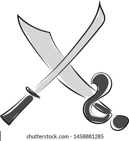 Espadas cruzadas, ilustración, vector sobre fondo blanco.
