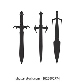 Cross swords, saber and blade logo icon flat Simple vector symbol and bonus icon