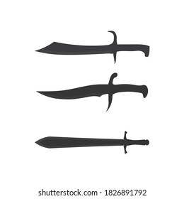 Espadas cruzadas, símbolo del logotipo de la espada y del sable y icono del logotipo de la hoja símbolo del vector simple y del bono