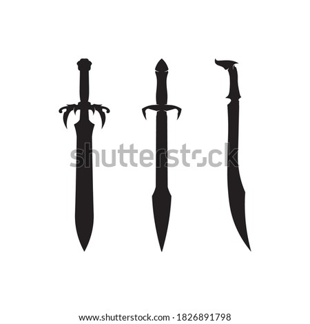 Cross swords, saber and blade logo icon flat Simple vector symbol and bonus icon
