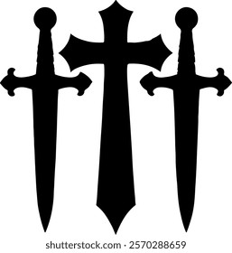Cross swords silhouette vector icon sign symbol illustration design.
