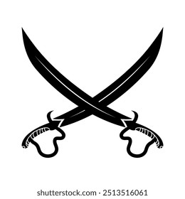 Ilustração de vetor de espadas cruzadas, 
Duas espadas cruzadas vintage, espadas pretas no fundo branco.