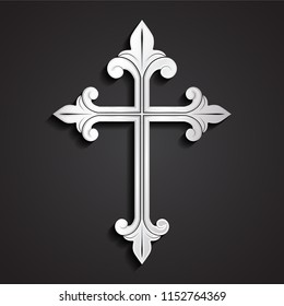 cross symbol 3d silver metal