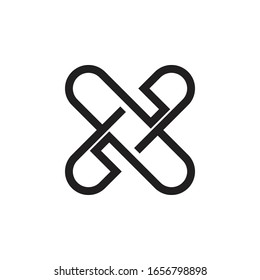 Cross Symbol fett gedruckte Vektorillustration Logo. Abstraktes Kreuzsymbol. Logo des Buchstaben X