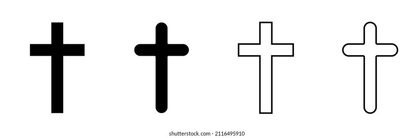 Cross symbol. Christian cross icon set. Vector illustration.