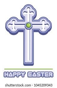 Cross is a symbol of Christianity and Easter greetings. Orthodox cross. Christianity religion symbol. Symbol of faith. Happy Easter. Vector illustration