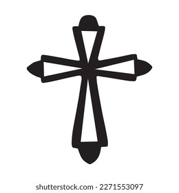 Cross as symbol of Christianity on white background