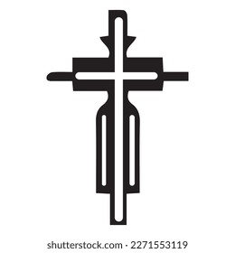 Cross as symbol of Christianity on white background