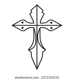 Cross as symbol of Christianity on white background