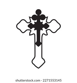 Cross as symbol of Christianity on white background